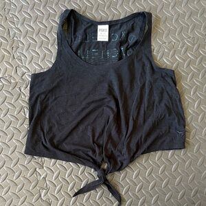 PINK Victoria's Secret Black Tie-Front Tank Top Coachella screen printed
